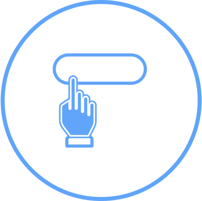 Hand icon clicking a button symbol.